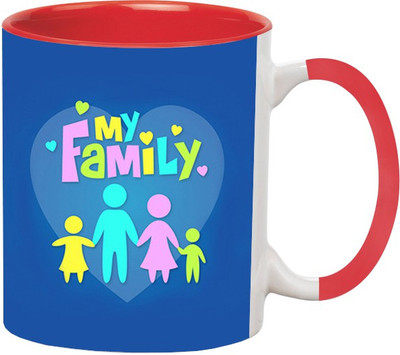

Ashvah My Happy Family Ceramic Mug(350 ml), Red