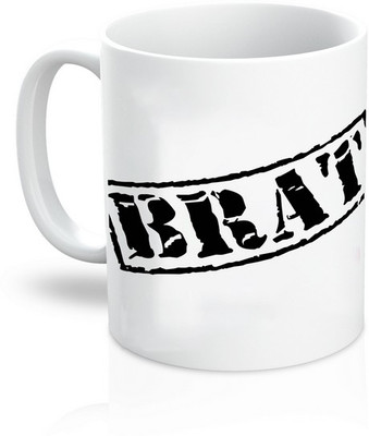 

TheDesignWiz Brat Ceramic Mug(325 ml), Black;white