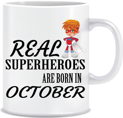

Everyday Desire Real Superheroes are Born in October ED201 Ceramic Mug(300 ml), Multicolor