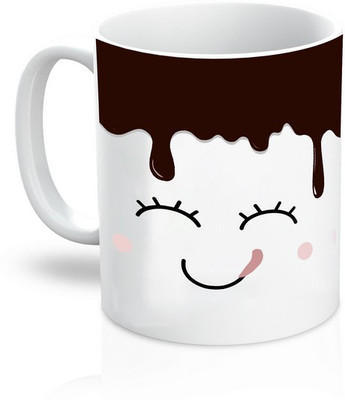 

TheDesignWiz Choco Smile Ceramic Mug(325 ml), Black;brown;pink;white