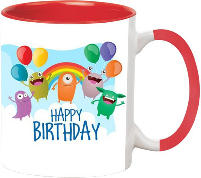 

Ashvah Happy Birthday Ceramic Mug(350 ml), Red