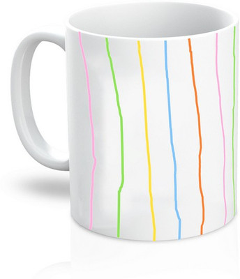 

TheDesignWiz Color Strips Ceramic Mug(325 ml), Multicolor