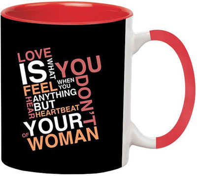 

Ashvah Love Is Feel Ceramic Mug(350 ml), Red