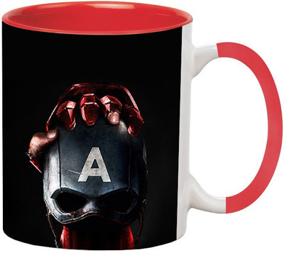 Ashvah Captain America Ceramic Mug(350 ml), Red
