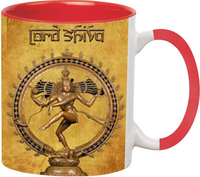 

Ashvah Lord Shiva Ceramic Mug(350 ml), Red