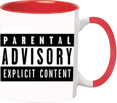 

Ashvah Parental Advisory Ceramic Mug(350 ml), Red