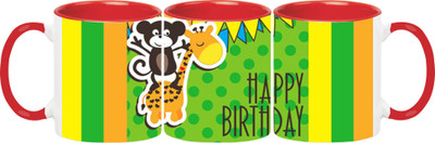 

Ashvah Happy Birthday 1472 Ceramic Mug(350 ml), Red