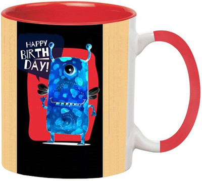 

Ashvah Happy Birthaday 1421 Ceramic Mug(350 ml), Red