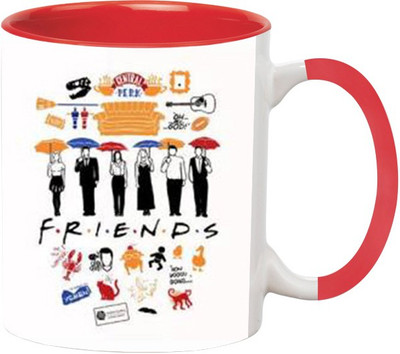 Ashvah Friends 1392 Ceramic Mug(350 ml), Red