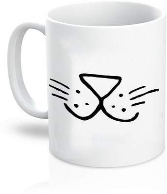 

TheDesignWiz Happy Ceramic Mug(325 ml), Black;white