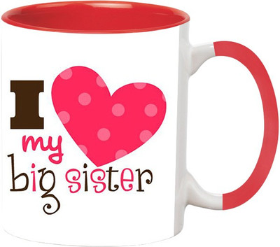 

Ashvah Love My Big Sister Ceramic Mug(350 ml), Red