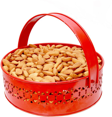 

Ghasitaram Gifts Big Red Metal Almonds Basket Almonds(800 g, Vacuum Pack)