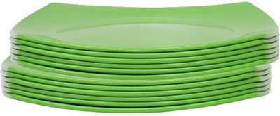 

Roni Wares Green Melamine Sqaure Full Plates Set of 12-(Big-02) Dinner Plates(Pack of 12)