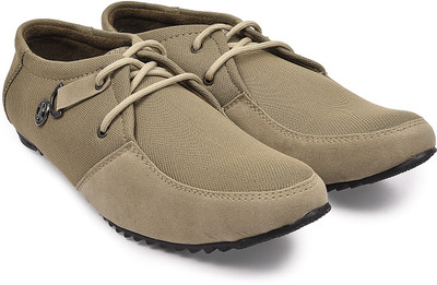 

True Soles Men's Camel Canvas Sneakers For Men(Khaki