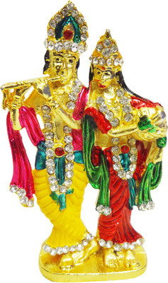 

FABZONE Gold Plated With Stone Finish Lord Radha Krishna With Kamdhenu Cow Statue Hindu God Makhan chor/Laddu Gopal Sculputer Handicraft Idol janmashtami Love Couple Decorative Spiritual Diwali Puja Vastu Car Dashboard Figurine - Religious Pooja Gift Item