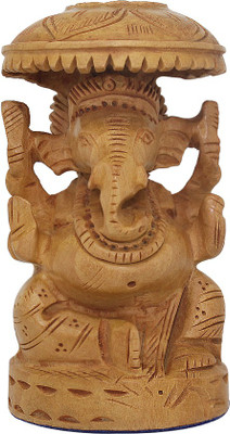 

Frabjous Ganesha Chaturthi Special Ganesh Statue Showpiece Figurine Wooden Sculpture Ganesha Idol Decorative Showpiece - 8 cm(Wooden, Brown)