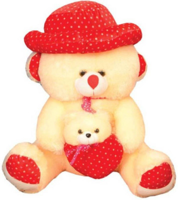

Samayra Toys Cute Mother Baby teddy bear 3 Feet - 90 cm(Cream, Red)
