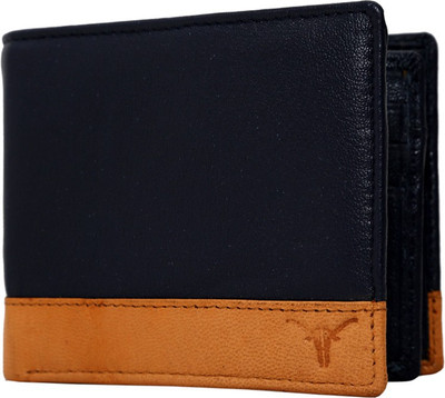 

Hidekraft Men Blue Genuine Leather Wallet(4 Card Slots), Navy;tan