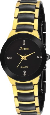 Arum ASWW-011 Black Dial Golden & Black Chain Watch  - For Women   Watches  (Arum)
