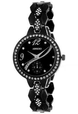 Abrexo Abx8041-Ladies Coal Black Exclusive Studded Series Watch  - For Women   Watches  (Abrexo)