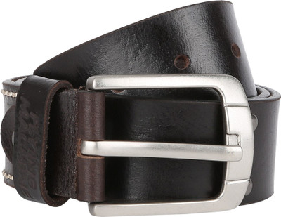 Flying Machine Men Casual Brown Genuine Leather Belt, Dark brn