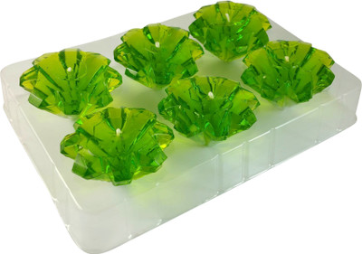 

Ammvi Creations Diamond Crystal Shape Gel Floating Candle Pack Of 6 for Diwali & Regular Home Décor Candle(Green, Pack of 6)