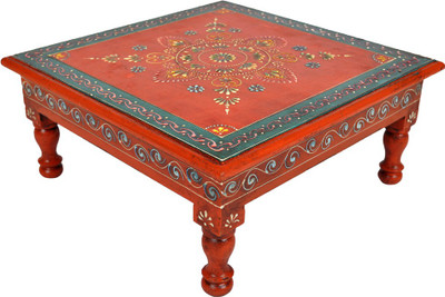

Lal Haveli Ethnic Handmade Meenakari Design Pooja Bajot Decorative Wooden All Purpose Chowki(Orange, Pack of 1)