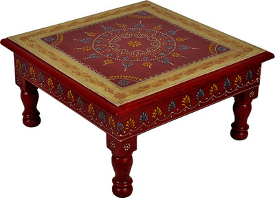 

Lal Haveli Handmade Pooja Bajot Wooden Pooja Chowki(Red, Pack of 1)