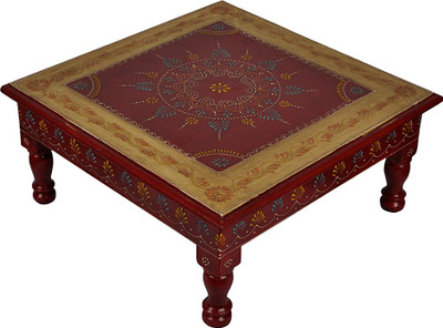 

Lal Haveli Home Decorative Meenakari Work Bajot Wooden All Purpose Chowki(Red, Pack of 1)