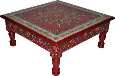 

Lal Haveli Ethnic Meenakari Design Hand-Painted Wooden Pooja Wooden All Purpose Chowki(Red, Pack of 1)