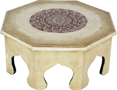 

Lal Haveli Rajasthani Handmade Meenakari Work Wooden All Purpose Chowki(White, Pack of 1)