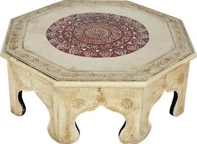 

Lal Haveli Ethnic Meenakari Work Wooden All Purpose Chowki(White, Pack of 1)