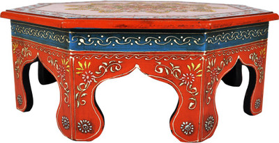 

Lal Haveli Home Decorative Ethnic Hand painted Pooja Bajot Wooden All Purpose Chowki(Orange, Pack of 1)