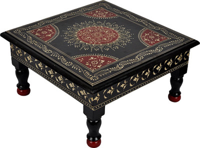 

Lal Haveli Rajasthani Handmade Meenakari Work Wooden All Purpose Chowki(Black, Pack of 1)