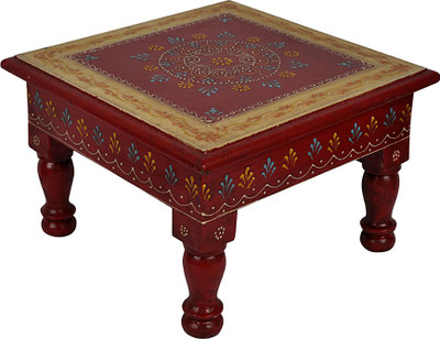 

Lal Haveli Handicrafts Pooja Bajot Wooden All Purpose Chowki(Red, Pack of 1)
