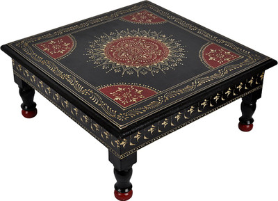 

Lal Haveli Ethnic Meenakari Work Wooden All Purpose Chowki(Black, Pack of 1)