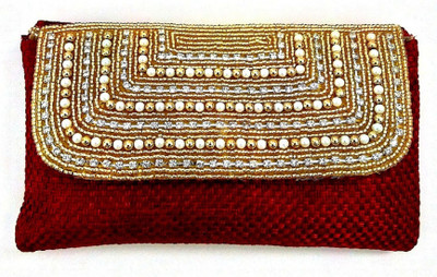 

Must Visit Party Maroon, Gold Clutch, Gold;maroon