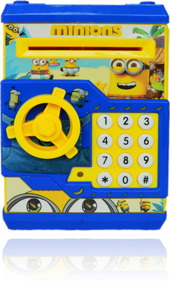 

Toys Factory Piggy Bank In Minions Cartoon Print Coin Bank(Yellow, Blue)