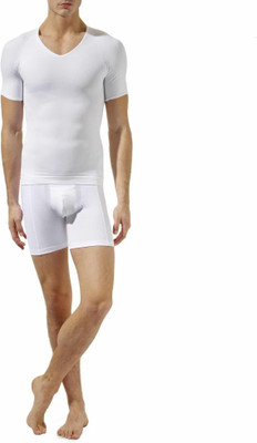 

Wonder World ™ Figure-Flattering Trimmer. Comfortable and Breathable® Tummy Tucker Men Compression(White Half Sleeve