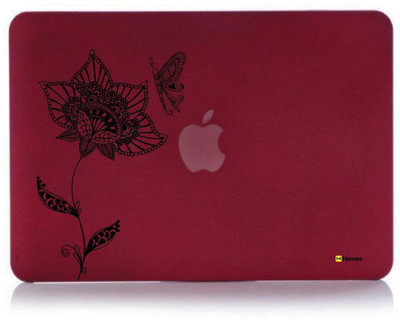 

Hamee Red Burgundy Maroon Hard Hybrid Slim Fit Plastic Bumper Back Shell Case Cover for Apple MacBook Pro 13" 2015 edition (A1278) - Flower Butterfly Combo Set
