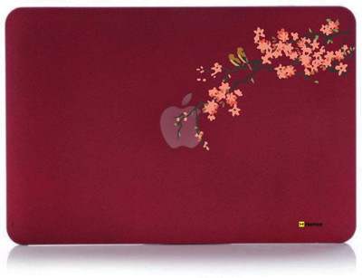 

Hamee Red Burgundy Maroon Hard Hybrid Slim Fit Plastic Bumper Back Shell Case Cover for Apple MacBook Air 13" - Pink Branch Combo Set