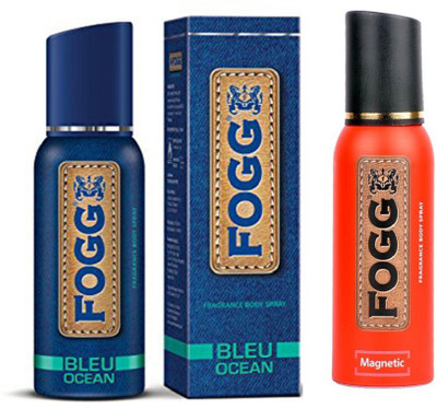 

Fogg BLEU OCEAN FRAGRANCE BODY SPRAY 120 ML + MAGNETIC FRAGRANCE 120ML Body Spray - For Men(120 ml, Pack of 2)
