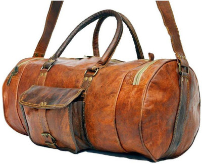 

iHandikart Handmade Leather Bag | Duffle Bag | Travel Bag | Gym & Yoga Bag | Luggage Bag | 22" x 11" x 11" Travel Duffel Bag(Brown)