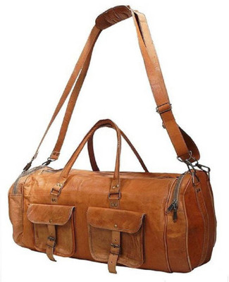 

iHandikart Handmade Leather Bag | Duffle Bag | Travel Bag | Gym & Yoga Bag | Luggage Bag | 22" x 11" x 11" Travel Duffel Bag(Brown)