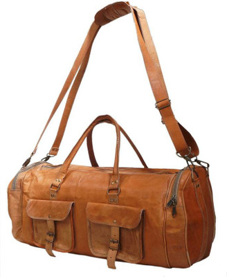 

iHandikart Handmade Leather Bag | Duffle Bag | Travel Bag | Gym & Yoga Bag | Luggage Bag | 26" x 12" x 12" Travel Duffel Bag(Brown)