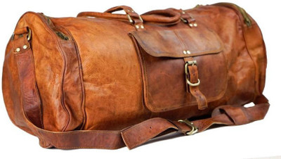 

iHandikart Handmade Leather Bag | Duffle Bag | Travel Bag | Gym & Yoga Bag | Luggage Bag | 24" x 11" x 11" Travel Duffel Bag(Brown)