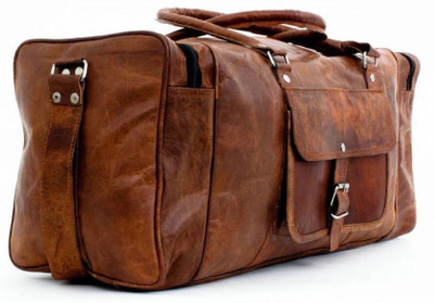 

iHandikart Handmade Leather Bag | Duffle Bag | Travel Bag | Gym & Yoga Bag | Luggage Bag | 22" x 11" x 11" Travel Duffel Bag(Brown)
