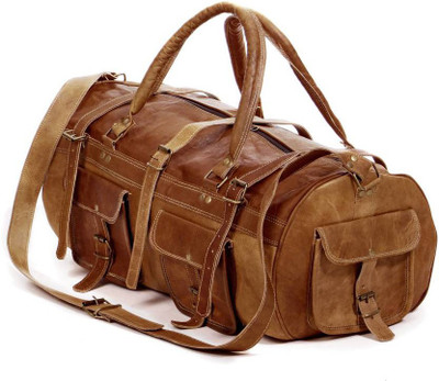 

iHandikart Handmade Leather Bag | Duffle Bag | Travel Bag | Gym & Yoga Bag | Luggage Bag | 22" x 11" x 11" Travel Duffel Bag(Brown)
