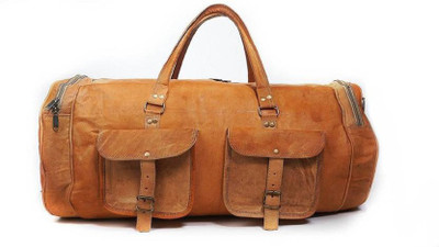 

iHandikart Handmade Leather Bag | Duffle Bag | Travel Bag | Gym & Yoga Bag | Luggage Bag | 22" x 11" x 11" Travel Duffel Bag(Brown)