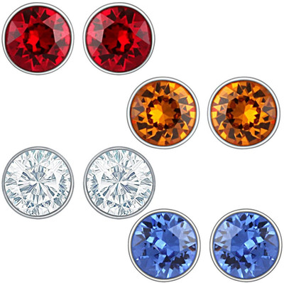 mahi Multi-colour Four Studs Swarovski Crystal Alloy Stud Earring